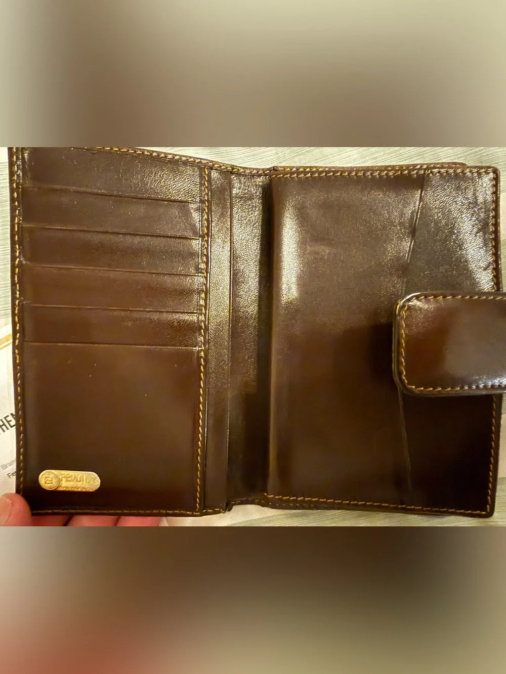 Fendi Zucca BiFold Kiss Lock Wallet